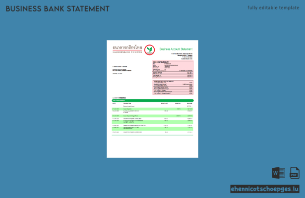 Kasikornbank Unternehmensabrechnung – Beispielvorschau in Word und PDF